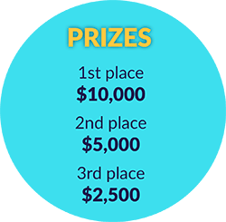 Prizes for startup technology pitch competition: 1st place, $10K, 2nd place, $5K, 3rd place, $2.5K